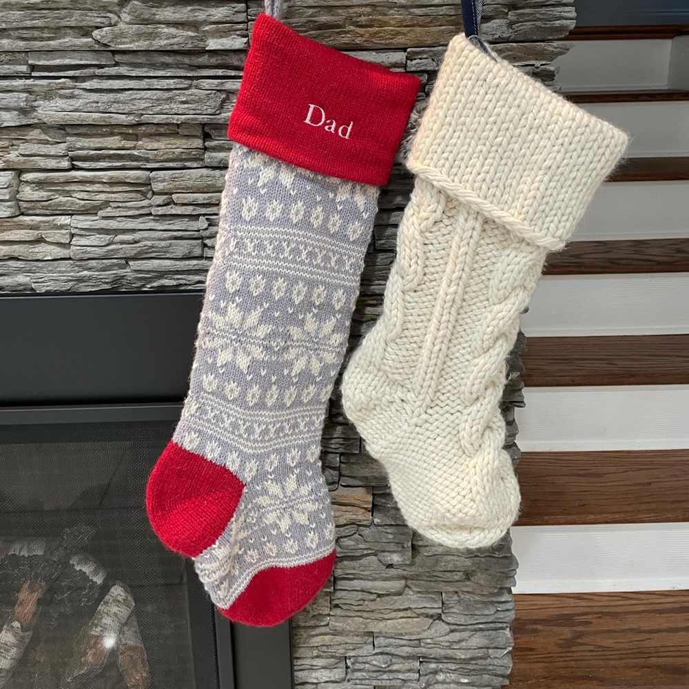 Pottery Barn Fair Isle Stocking Brand New embroidered “Dad”